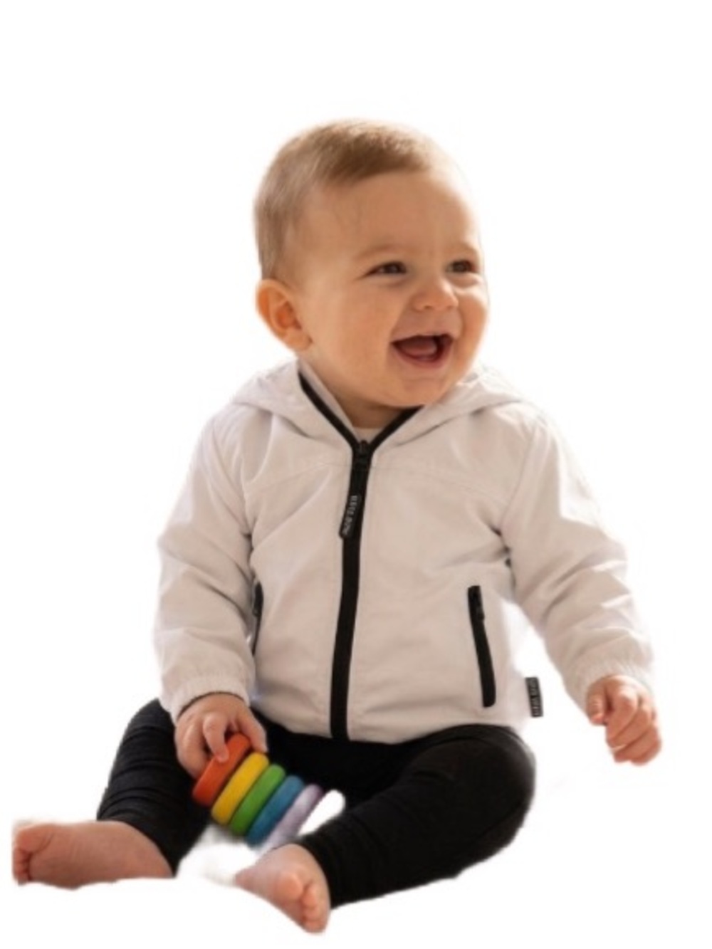 Little Bipsy Flannel Lined White Jacket with Black Zipper Size 3-6 Months